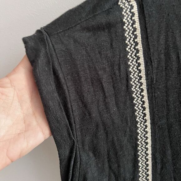 Garnet Hill Organic Linen Black Embroidered Beach Dress Womens Large Lightweight - Picture 11 of 15